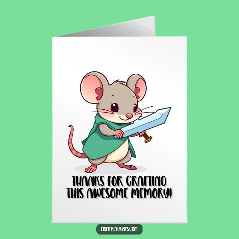 Free Printable Mouse Bard Thank You Card: Grateful Crafting - Downloadable Thanks!
