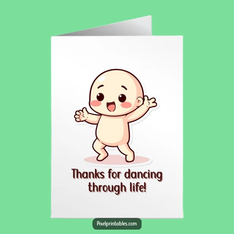 Free Printable Pixel Dance Thank You Card: Funny Chunky Limbs, Downloadable Gratitude Gift!