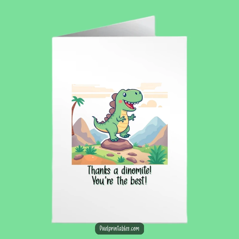 Free Printable Pixel Dino Thank You Card: Grateful Stomp - Downloadable Appreciation!