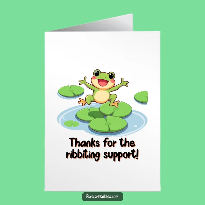 Free Printable Pixel Frog Thank You Card: Funny Gratitude Leap! Downloadable Gift