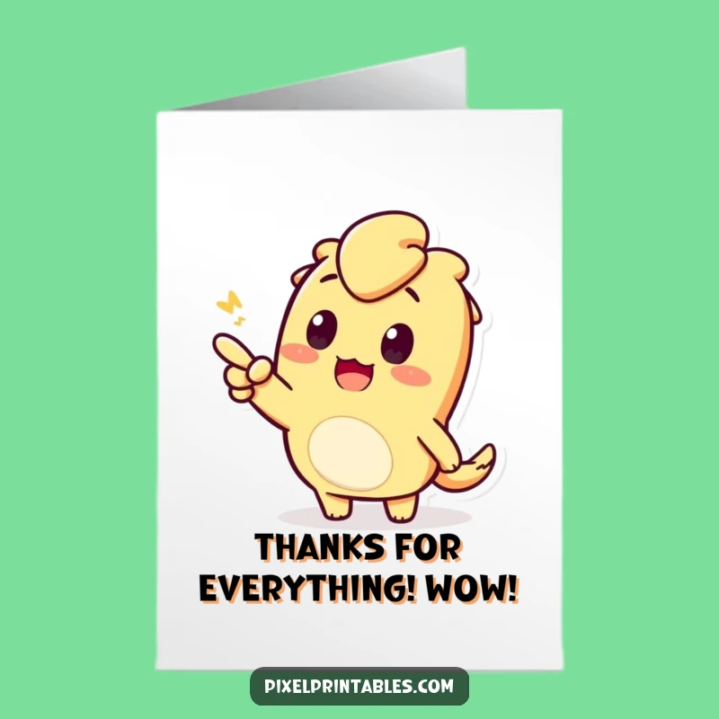 Free Printable Pixel Pointing Thank You Card - Funny Downloadable Greeting for Expressing Thanks