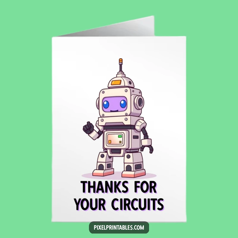 Free Printable Robot Thank You Card: Funny Pixel Gratitude DIY Downloadable Gift!