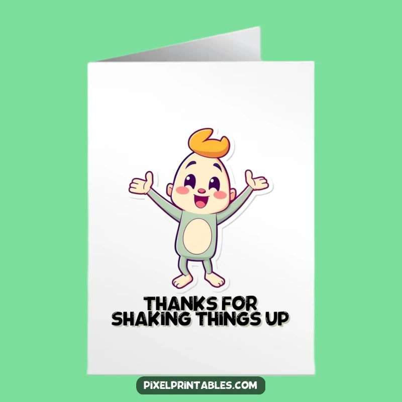 Free Printable Thank You Card: Funny Dancing Character, Downloadable Grateful Gift