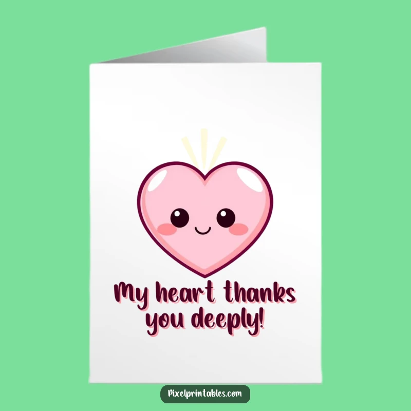 Free Printable Thank You Card: Pixel Heart Gratitude Downloadable Gift