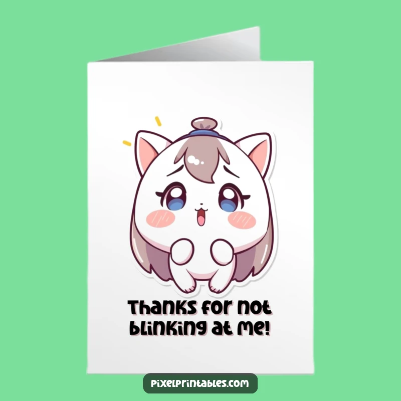 Free Printable Thank You Card: Surprised Blinking Light Downloadable Gift