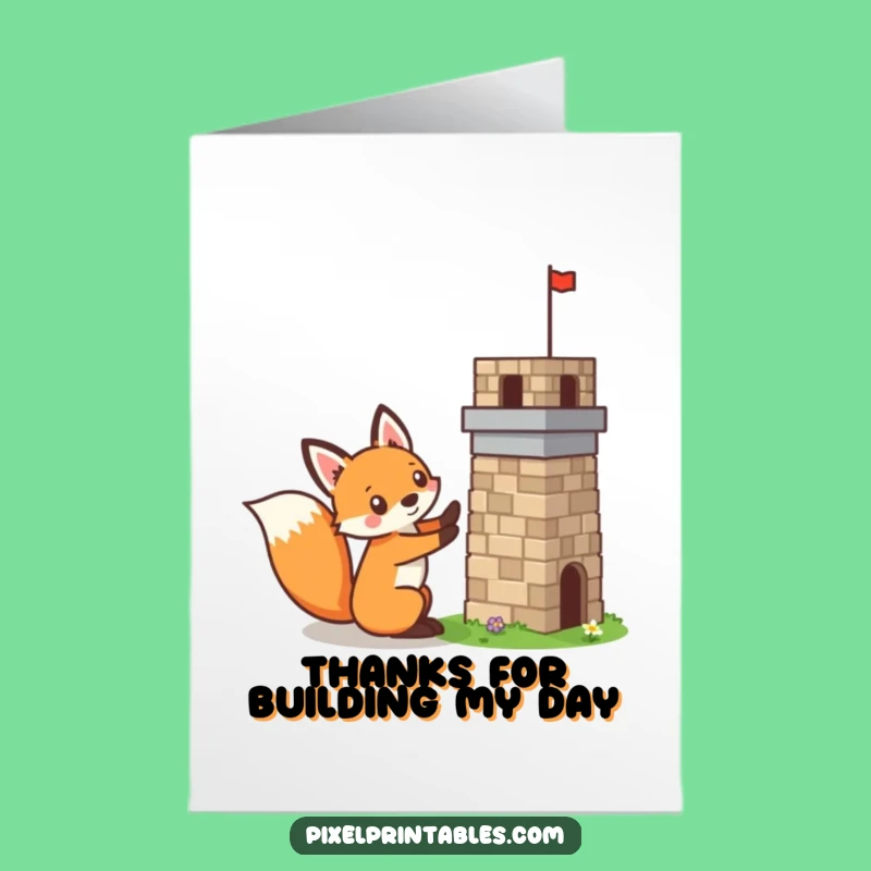 Mischievous Pixel Fox Free Printable Thank You Card - Humorous Downloadable Gift