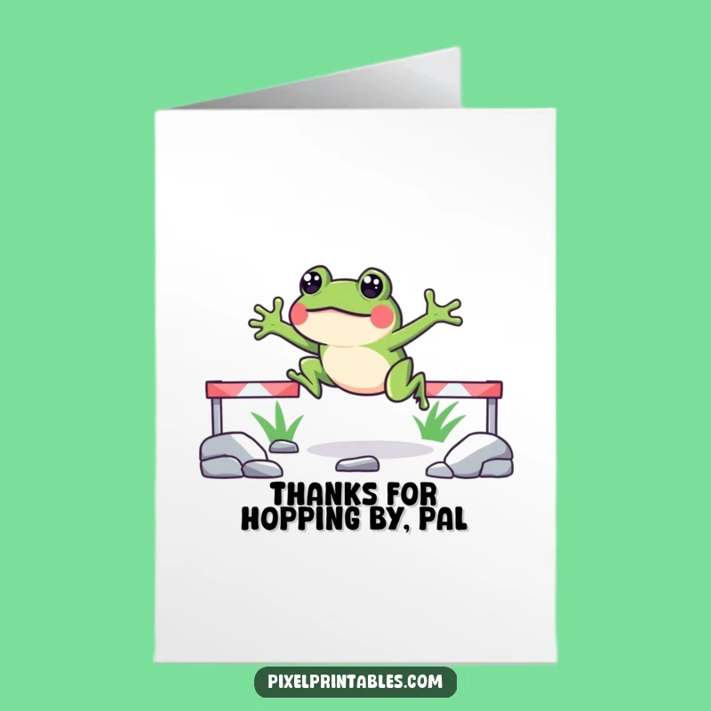 Free Printable Frog Thank You Card: Jumping Thanks Downloadable Gift