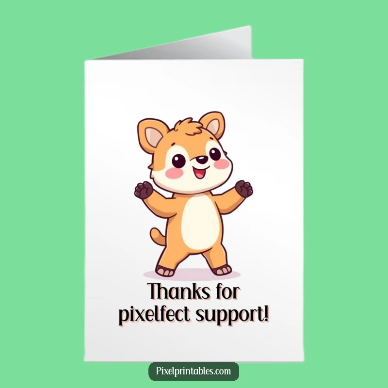 Free Printable Thank You Card: Pixel Animal Dance Funny Downloadable Gift