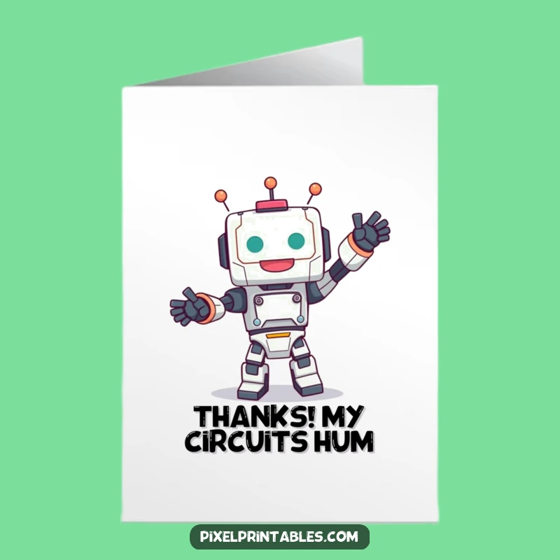 Funny Free Printable Thank You Card: Robotic Dance Joy Downloadable Gift