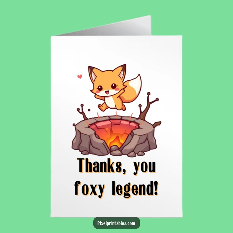 Cute Free Printable Fox Lava Jump Thank You Card - Downloadable Gift