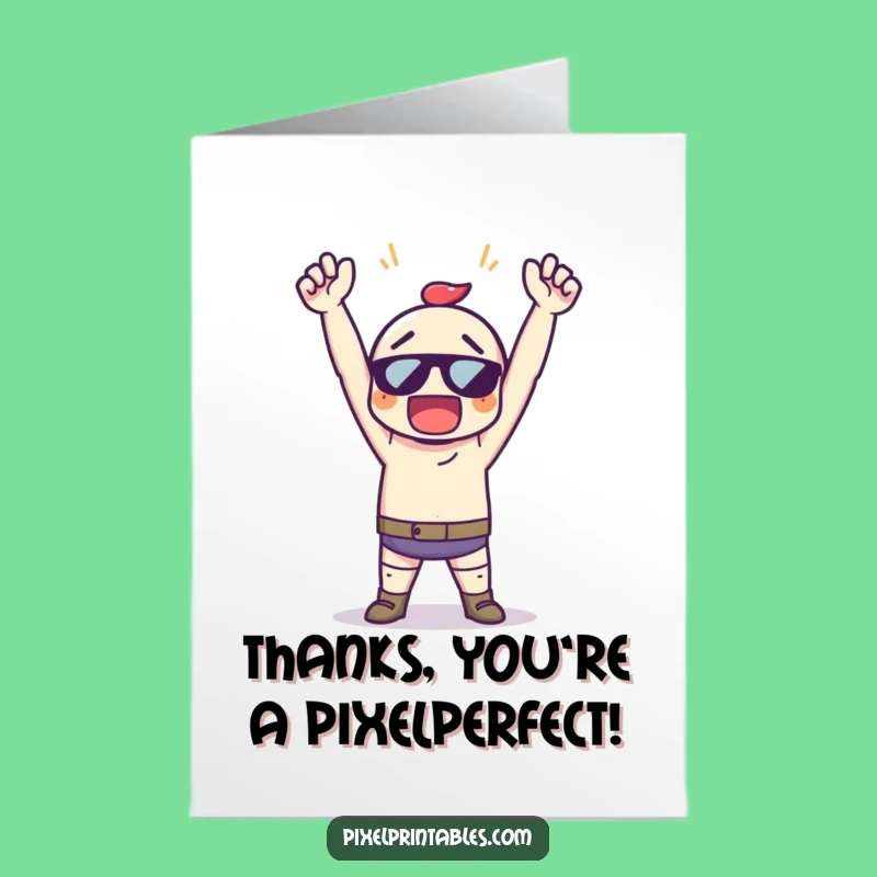 Free Printable Thank You Card: Pixel Gamer Gratitude Downloadable Gift