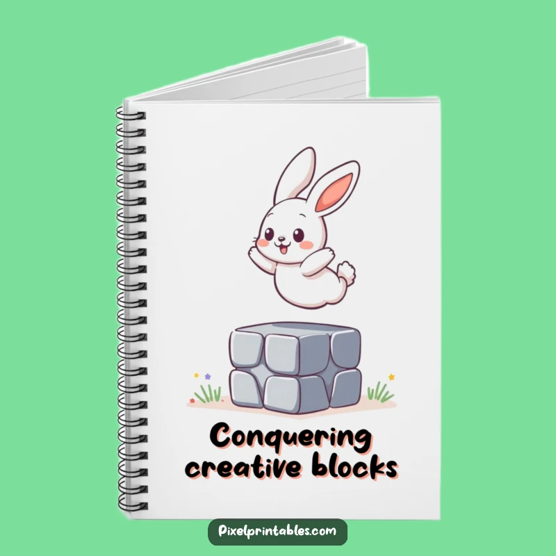 Funny Pixelated Bunny Jumping Notebook, Jot Down Funnies Funny Gift