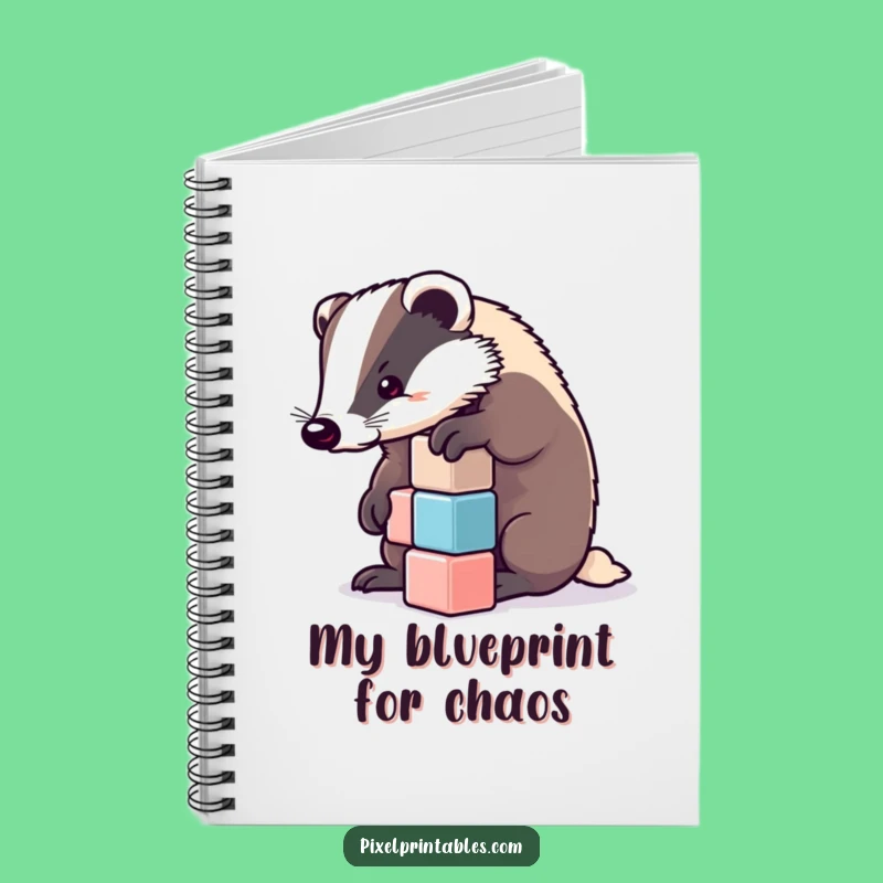 Funny Determined Badger Cube Notebook - Journal Funny Gift for Builders