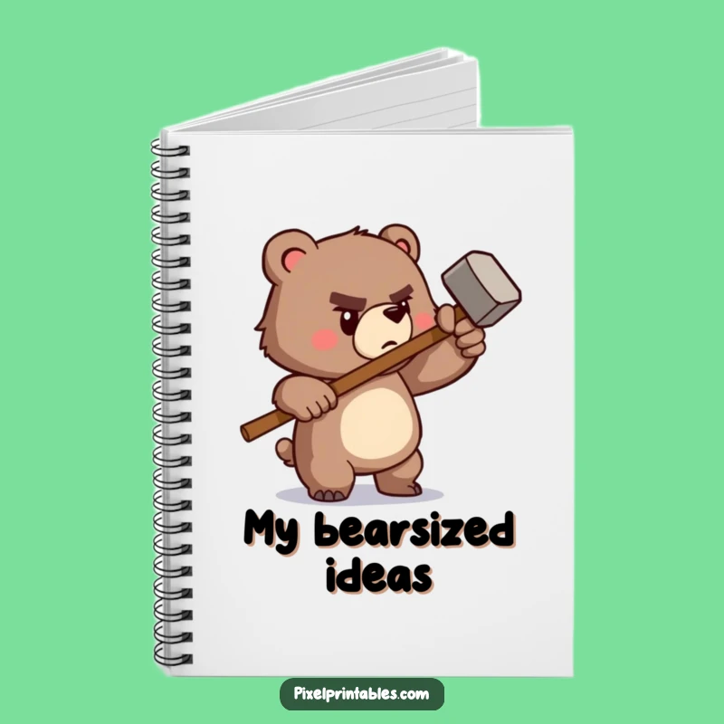 Funny Pixel Bear Hammer Notebook: Retro DIY Journal, Superb Funny Gift