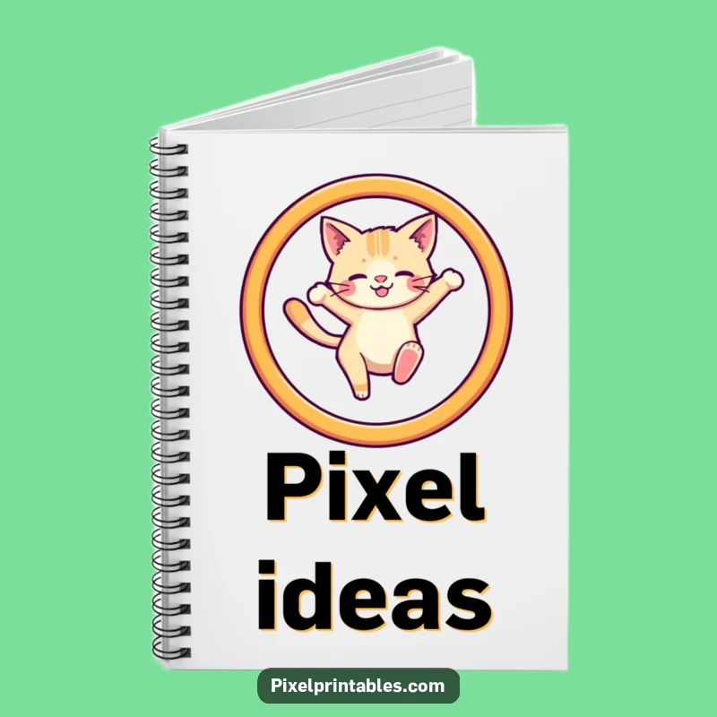 Funny Pixel Cat Hoop Notebook - Journal Your Retro Adventures