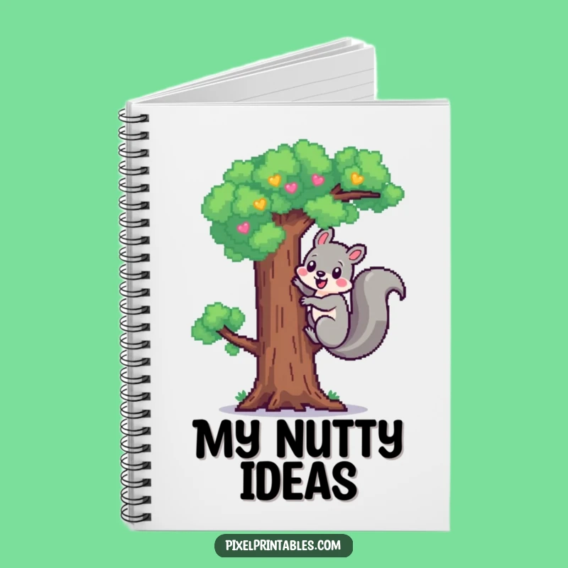 Funny Pixel Squirrel Notebook: Cheerful Climb Journal, Pixel Pages