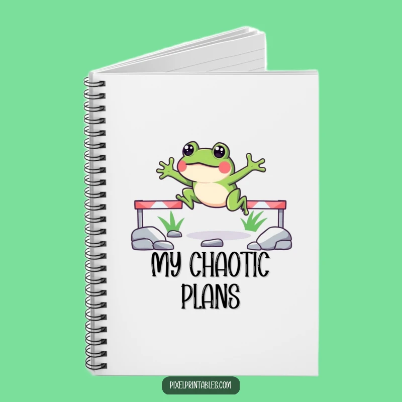Funny Pixelated Frog Jump Notebook Jot Down Your Adventures with Retro Flair
