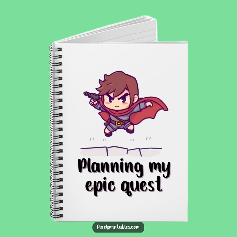Funny Pixelated Hero Notebook: Determined Leaper Journal