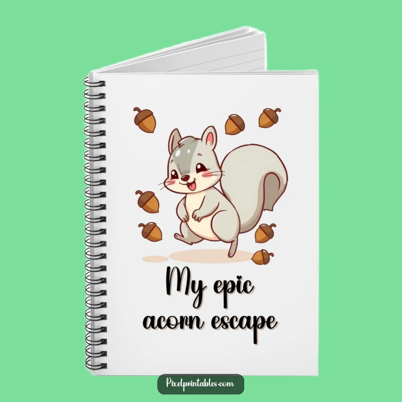Funny Squirrel Pixel Acorn Dodge Notebook - Jot Down Ideas!