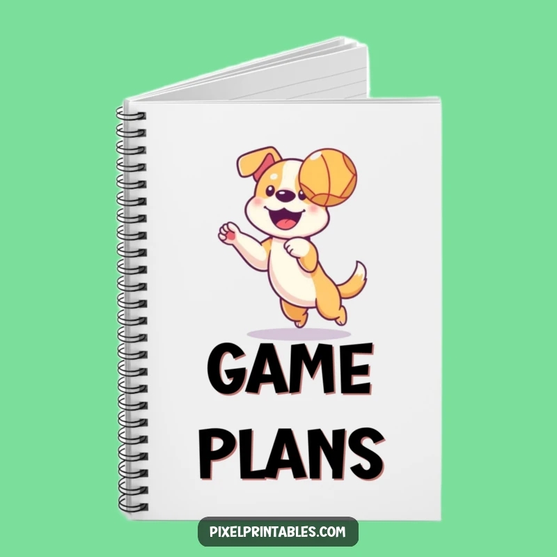Funny Pixel Dog Ball Notebook - Journal Your Retro Adventures