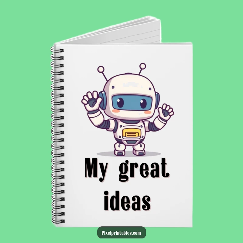 Funny Pixel Robot Notebook: Cheerful Wave Journal, Retro Pixel Pages