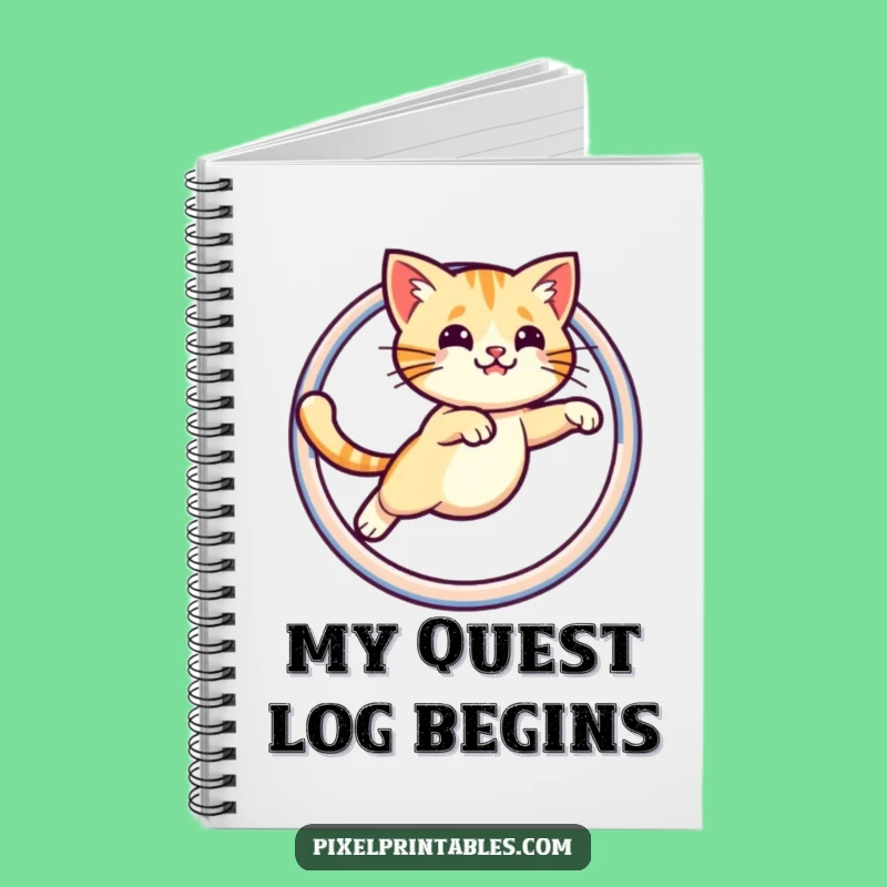 Funny Notebook: Pixel Cat Hoop, Retro Gaming Journal and Gift!