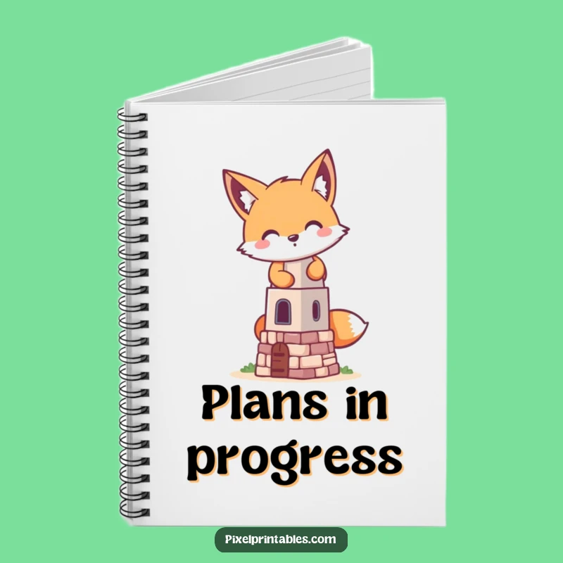 Funny Pixel Fox Notebook - Plan Your Mischief with Pixel Tower Building Notes Gift