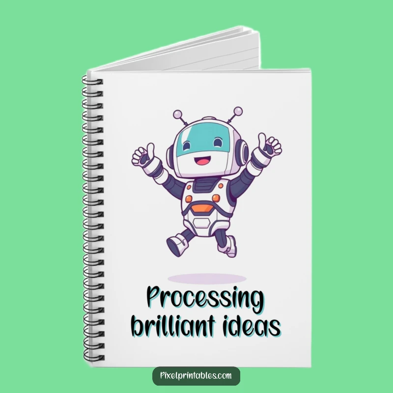 Funny Robot Jumping Notebook: Jot Down Ideas with Robotic Flair