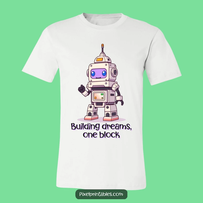 Funny Robot Pixel Builder T-Shirt: Awesome Geeky Graphic Tee Gift!