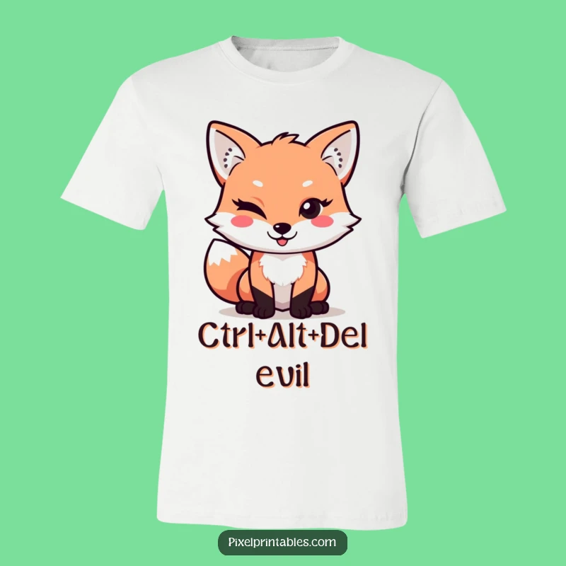 Funny Pixel Fox T-Shirt: Wearable Retro Humor with a Mischievous Winking Character