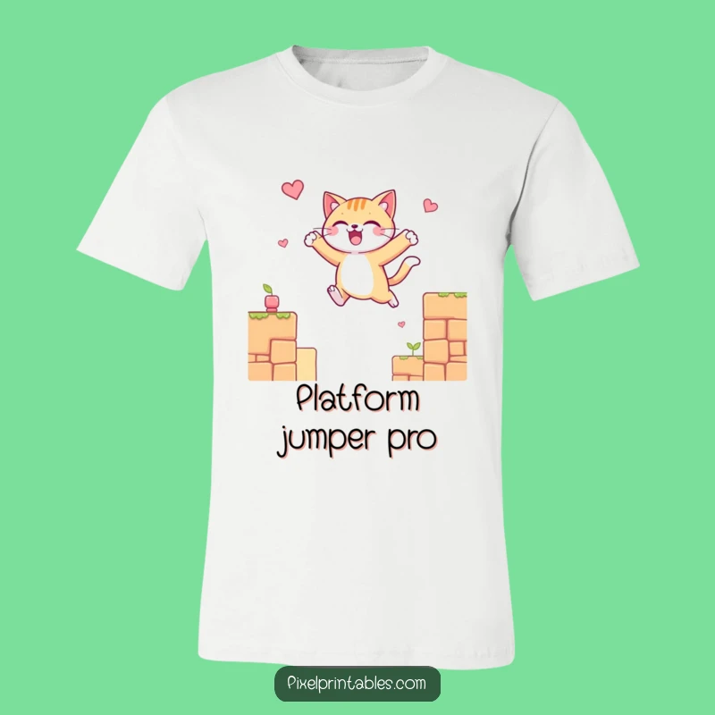Funny Cat Platform T-Shirt: Leap into Fun, Awesome Gamer Funny Gift
