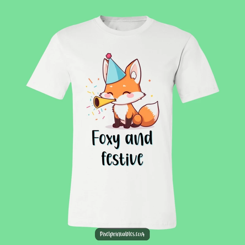 Funny Fox Party Hat Confetti Shirt, Adorable Funny Celebration Gift Tee