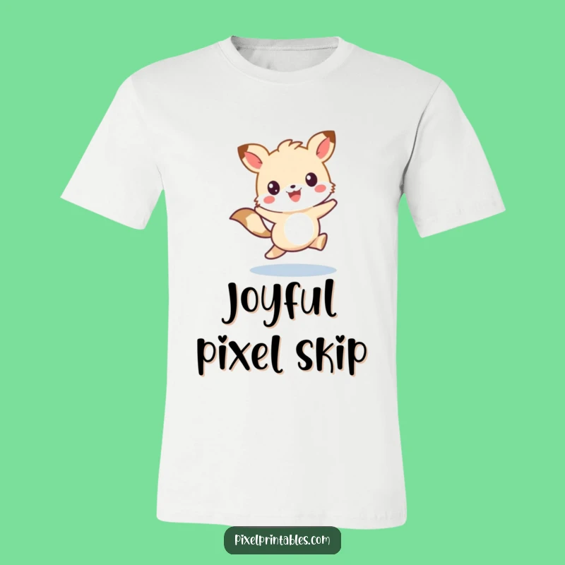 Funny Pixel Animal Skipping Tee - Adorable Retro Fun Gift!