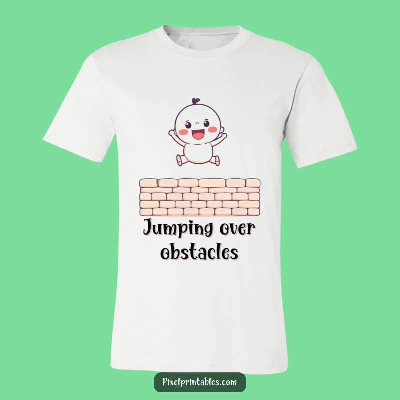 Funny Pixel Jump T-Shirt: Gleeful Character, Retro Style Funny Gift