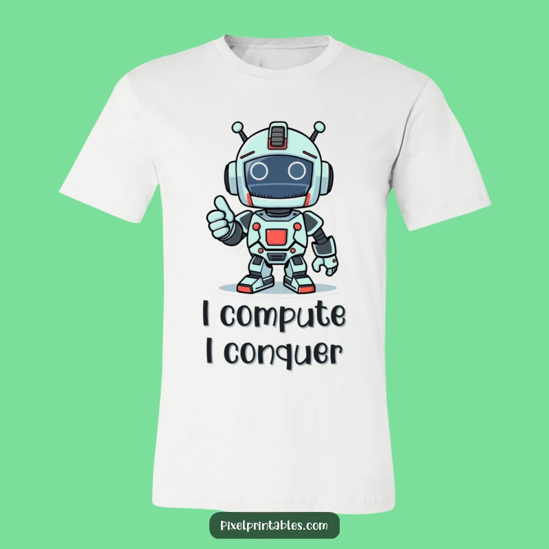 Funny Pixel Robot Thumbs Up T-Shirt - Triumphant Gamer Tee