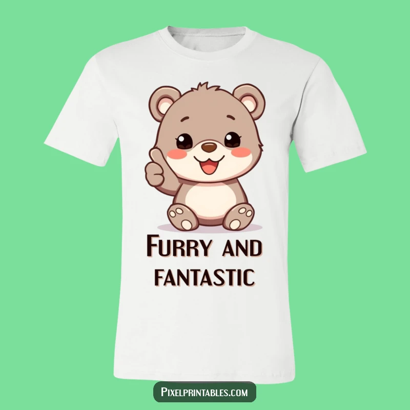Funny Pixelated Bear Cub Thumbs Up T-Shirt, Cool Funny Gift Tee