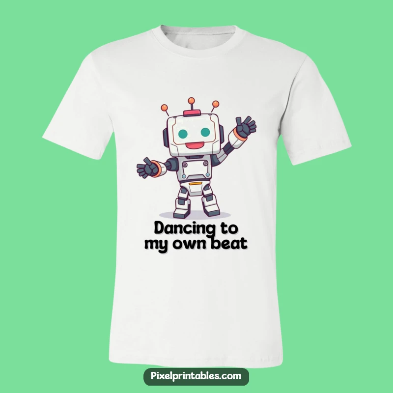 Funny Robot Dance T-Shirt - Cute Blocky Character Tee
