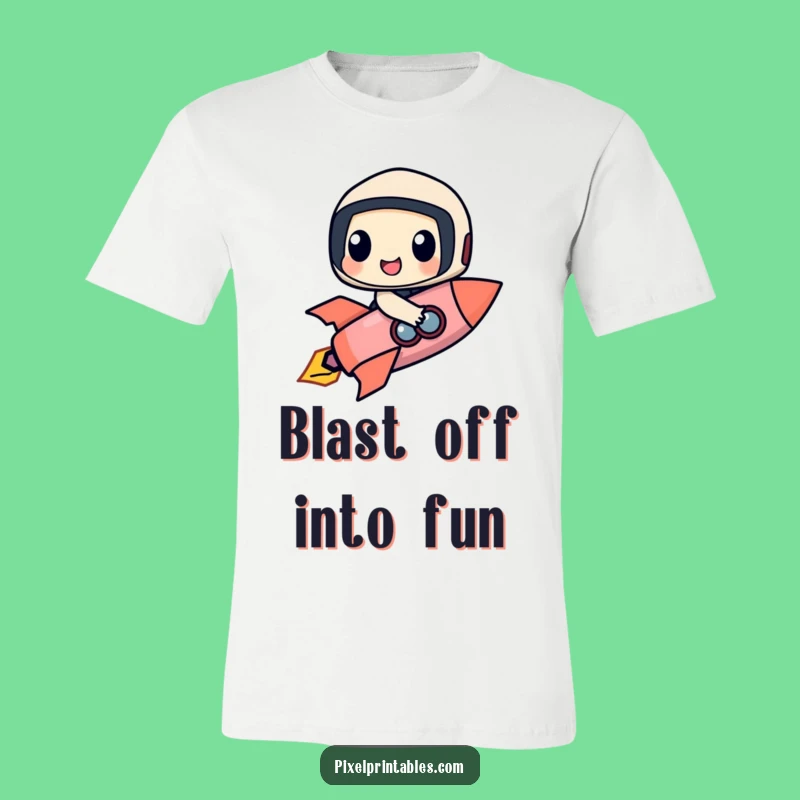 Funny Rocket Rider Tee: Happy Pixel Explorer's Cosmic Shirt Gift