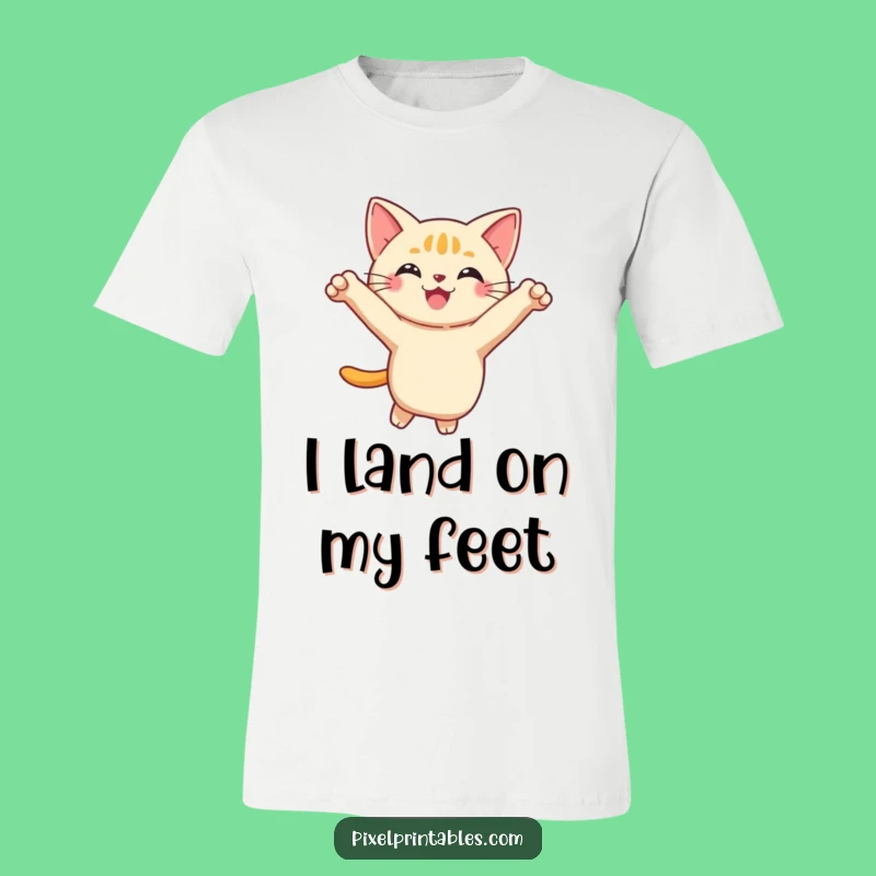 Funny Pixel Cat T-Shirt: Playful Leap Tee, Perfect Humorous Gift