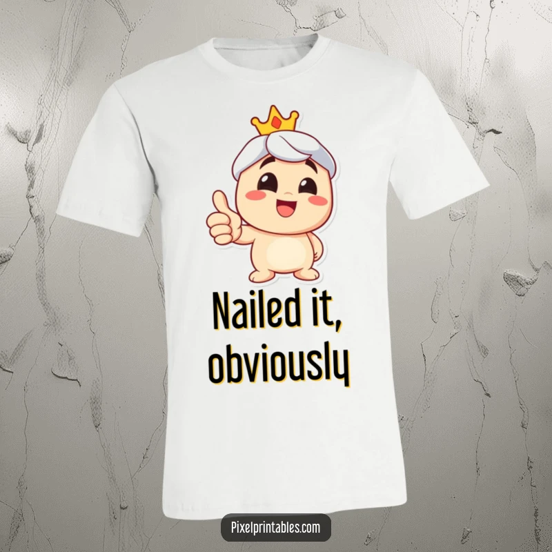 Funny thumbs up t-shirt featuring a happy character with a wide grin, ideal for casual wear and spreading cheer.