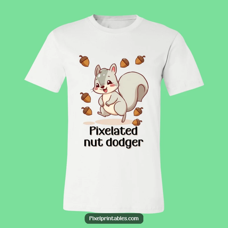 Funny Squirrel Pixel Acorn Dodge T-Shirt - Awesome Retro Gamer Tee!