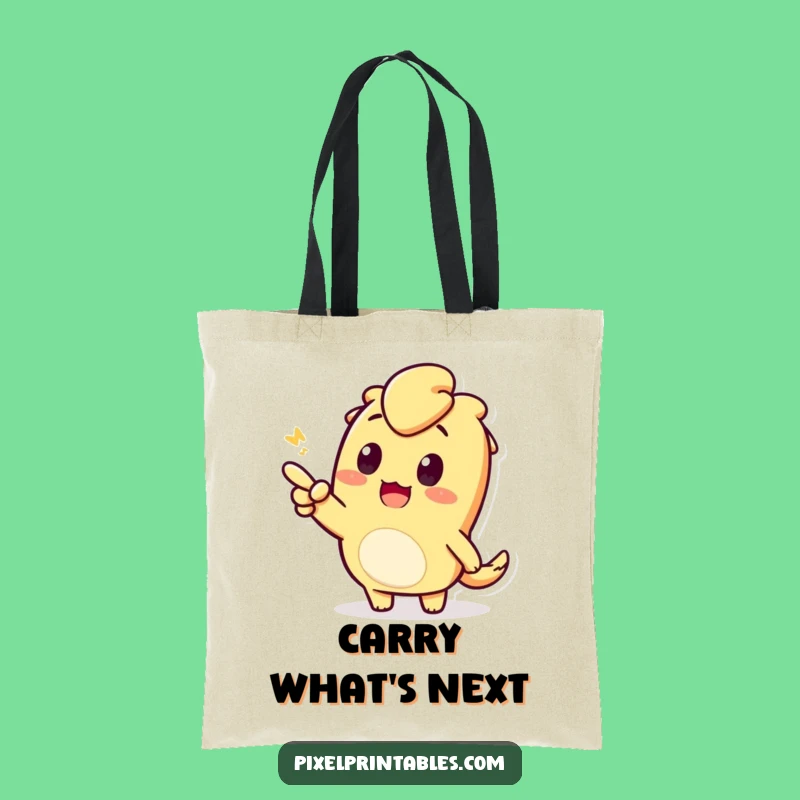 Funny Pixel Pointing Tote Bag: Carry Your Discoveries with Curious Style