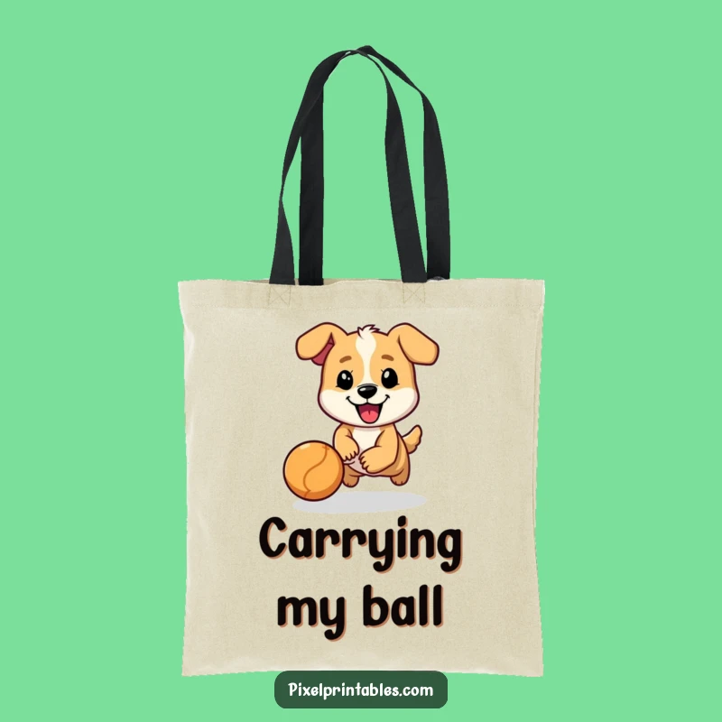 Funny Pixel Dog Ball Chase Tote Bag - Stylish Character Accessory