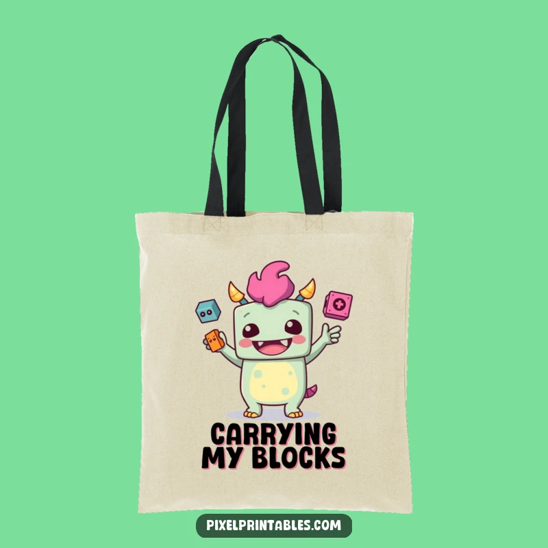 Funny Juggling Monster Tote Bag, Carry Your Pixels with Pride