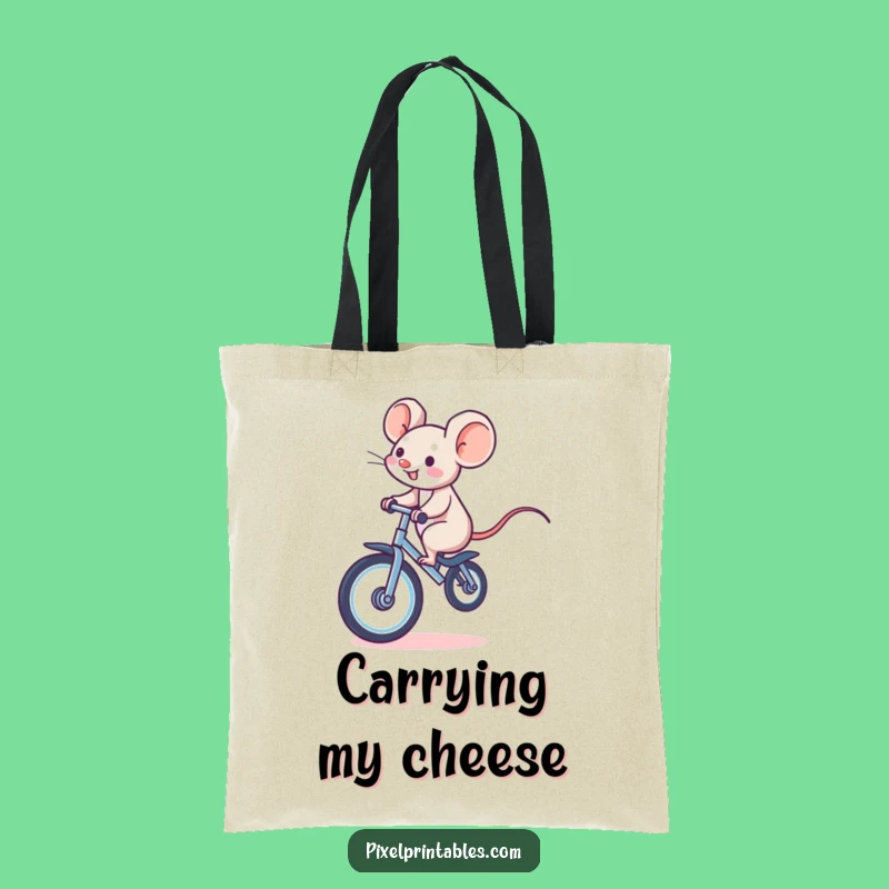 Funny Pixel Mouse Unicycle Tote Bag: Whimsical Accessory, Super Funny Gift