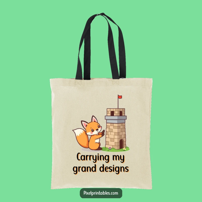 Funny Pixelated Fox Tote Bag: Carry Your Creations with Pixelated Art