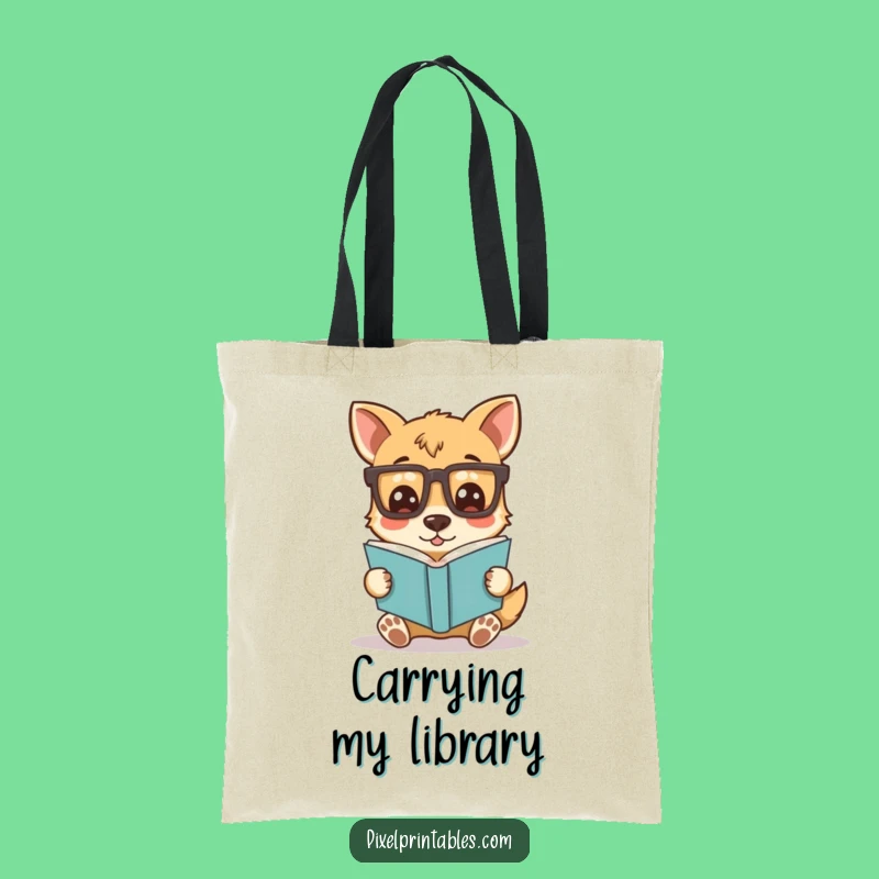 Funny Pixel Dog Tote Bag: Carry Your Books with Nerdy Flair