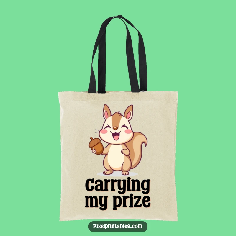 Funny Pixelated Squirrel Tote Bag: Carry Your Triumphs with Pixel Art