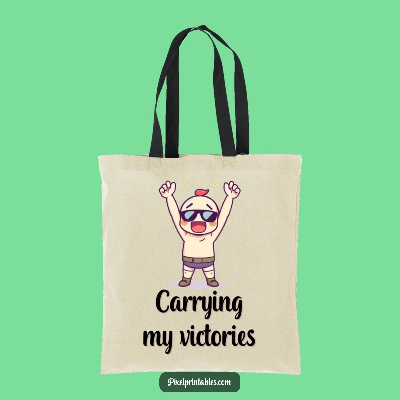 Funny Pixel Victory Tote Bag - Gamer Accessory, Perfect Shopping Gift!