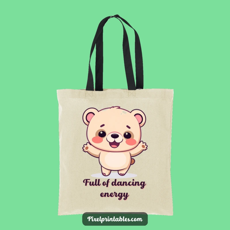 Funny Pixel Bear Tote Bag: Stylish Dance for a Chic Funny Gift
